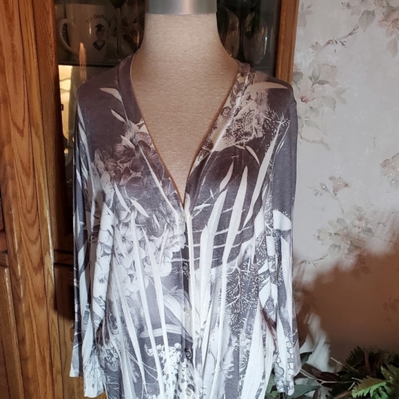 SUSAN COUTURE Button down floral striped jacket - Picture 1 of 5